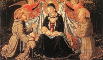 Benozzo Gozzoli Painting - Madonna and Child with Sts Francis and Bernardine and Fra Jacopo Benozzo Gozzoli